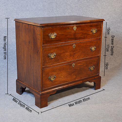 fig 1. Antique Chest Drawers English Georgian Mahogany Fine Quality Mid Sized c1760