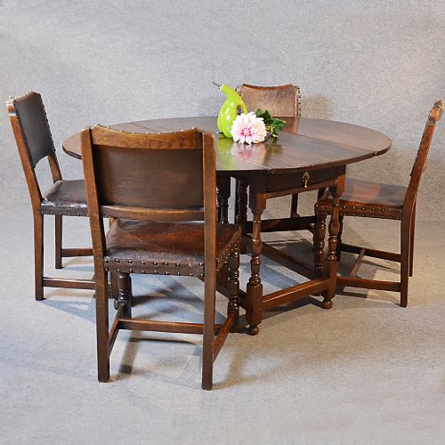 5' Oak Gate Leg Table Kitchen Dining Farmhouse Gateleg with Drawer C1800