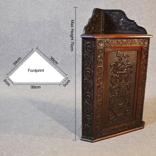 fig 1. Antique Oak Corner Cupboard Carved Country Wall Cabinet English Georgian c1800