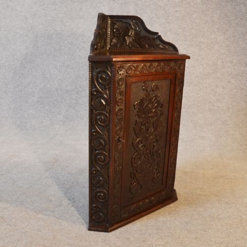 fig 2. Antique Oak Corner Cupboard Carved Country Wall Cabinet English Georgian c1800