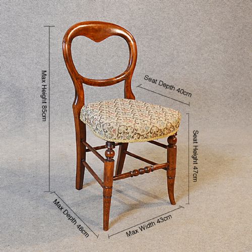 fig 1. Antique Set 4 Four Dining Chairs English Victorian Balloon Back c1880