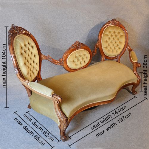 fig 1. Antique Sofa Spoonback Double Ended Couch Settee English Victorian Styled c1920