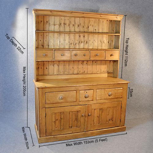 fig 1. Antique Victorian Pine Dresser Welsh Country Kitchen Display Cabinet c1900