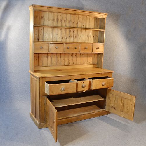 fig 2. Antique Victorian Pine Dresser Welsh Country Kitchen Display Cabinet c1900