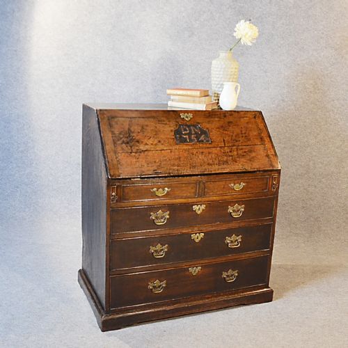 Antique Bureau Georgian Writing Desk on Chest Quality English Oak C1754
