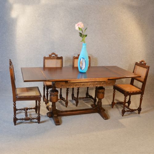 Antique Oak Kitchen Dining Table Extending Draw Leaf 4-6 Seater Edwardian C1910