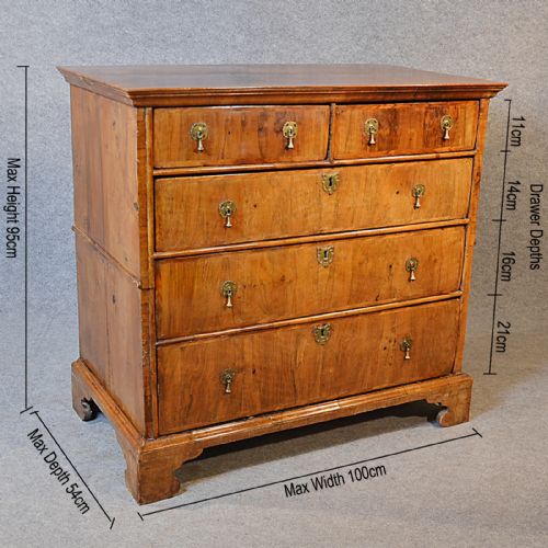 fig 1. Antique Chest Drawers Split 2 Piece Campaign Fine English Georgian Walnut c1740