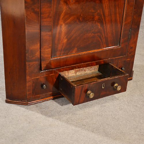 fig 3. Antique Corner Cupboard Wall Cabinet Fine English Georgian Flame Mahogany c1780