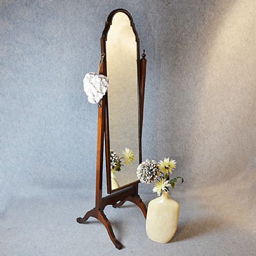 Antique Cheval Mirror Tall Dressing Swing Free Standing English Edwardian C1910