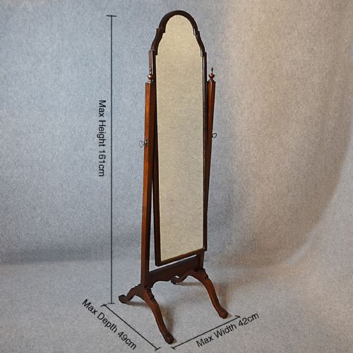 fig 1. Antique Cheval Mirror Tall Dressing Swing Free Standing English Edwardian c1910