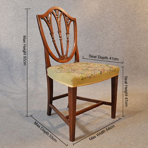 fig 1. Antique Set 6 Six Victorian Hepplewhite Dining Chairs English Shield Back c1850