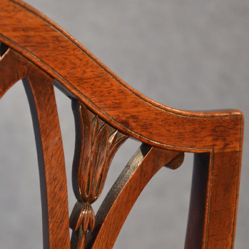 fig 3. Antique Set 6 Six Victorian Hepplewhite Dining Chairs English Shield Back c1850