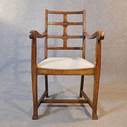 fig 2. Antique Armchair Elbow Chair Carver English Oak Arts & Crafts c1900