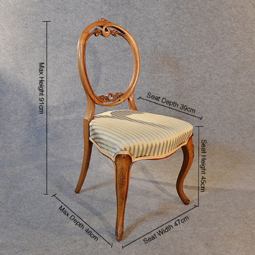 fig 1. Antique Set Six Early Victorian Walnut Dining Chairs English Balloon Back c1850