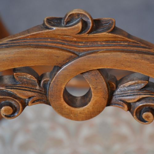 fig 4. Antique Set Six Early Victorian Walnut Dining Chairs English Balloon Back c1850