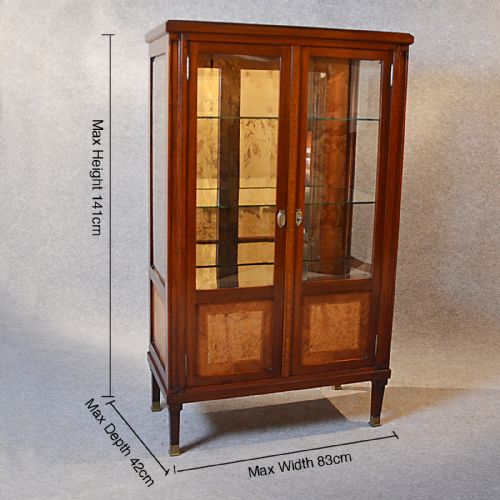 fig 1. Antique Display Case China Cabinet Glazed Bookcase Fine Quality Edwardian c1910