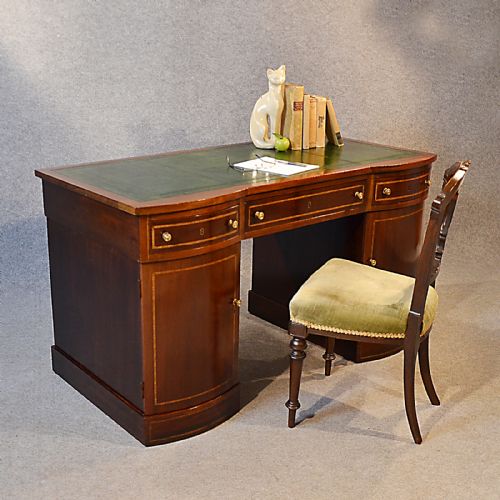 Antique Desk Edwardian Leather English Twin Pedestal Writing Study Table C1910