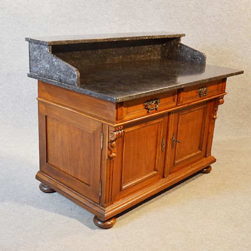 Antique Kitchen Cabinet Walnut Marble Victorian Baking Cupboard Victorian C1900