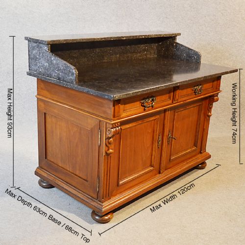 fig 1. Antique Kitchen Cabinet Walnut Marble Victorian Baking Cupboard Victorian c1900