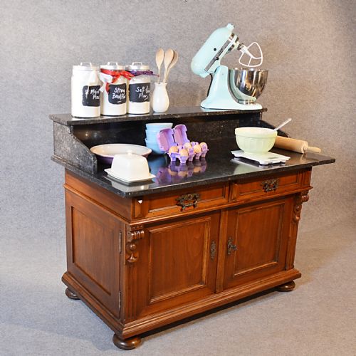 fig 2. Antique Kitchen Cabinet Walnut Marble Victorian Baking Cupboard Victorian c1900