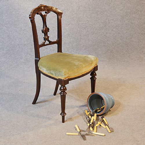 Antique Dining Side Office Desk Study Chair English Victorian Walnut C1890