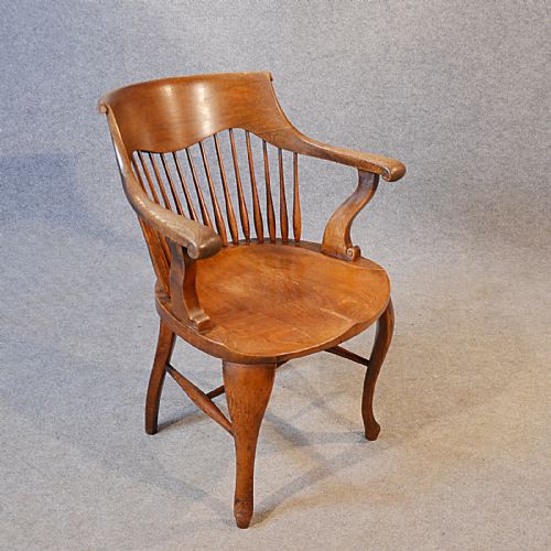 fig 2. Desk Armchair Quality Oak Office Study Chair English Edwardian Wide Seat c1910