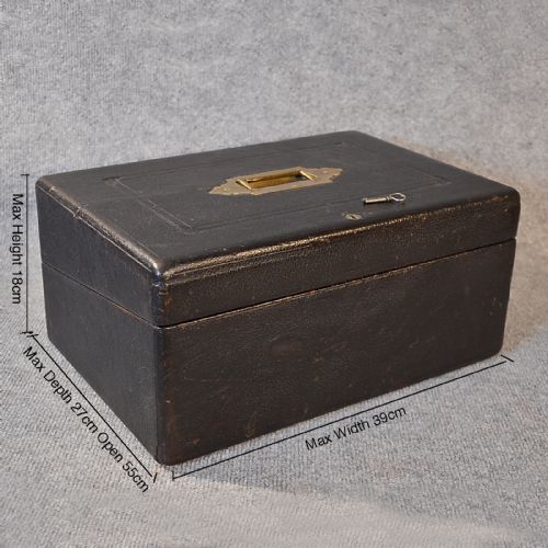 fig 1. Antique Writing Slope Quality Leather Bound Stationery Box London England c1880
