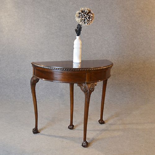 fig 1. Antique Quality Demi Lune Folding Tea Games Sofa Card Table Mahogany c1900