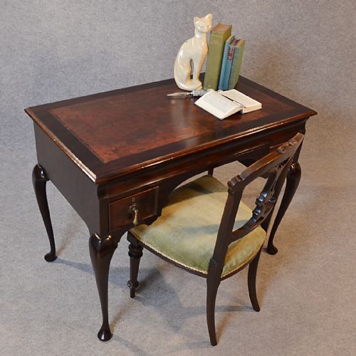 fig 3. Antique Desk Victorian Leather Top English Writing Table Lowboy By Goodall c1880