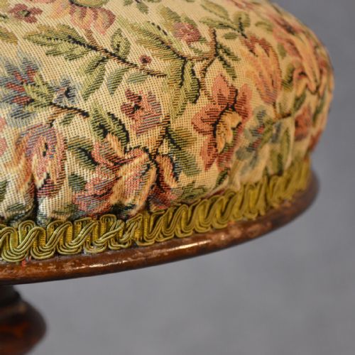 fig 2. Antique Music Piano Stool Upholstered Adjustable Seat English Victorian c1880
