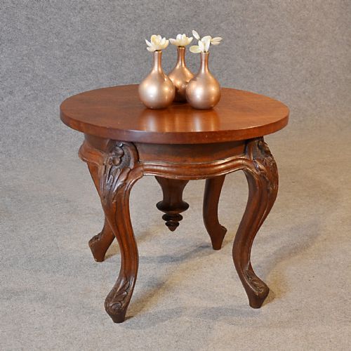 Antique Side Lamp Table Small Circular English Victorian Mahogany & Oak C1870