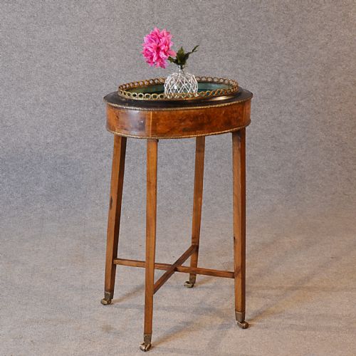 Antique French Plant Stand Pot Jardiniere Oval Gilt Metal Marquetry Inlay C1870
