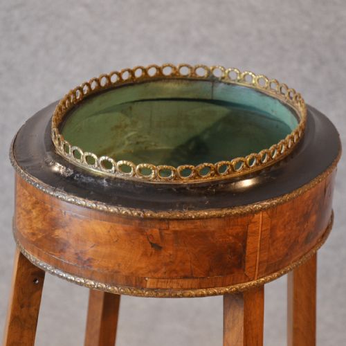 fig 3. Antique French Plant Stand Pot Jardiniere Oval Gilt Metal Marquetry Inlay c1870
