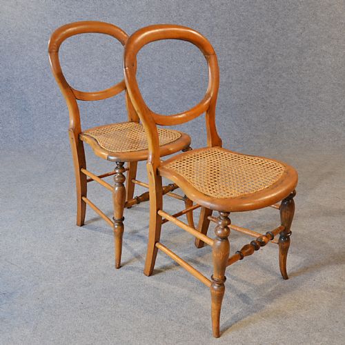 fig 2. Antique Pair Chairs Victorian English Bergere Balloon Back Dining Side c1880