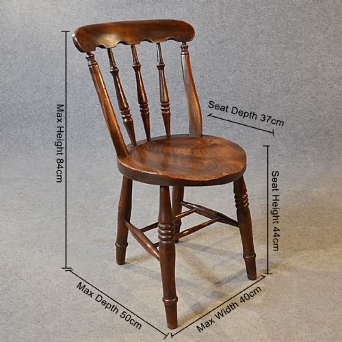 fig 1. Antique Pair Quality Victorian Elm Kitchen Dining Windsor Worksop Chairs c1850