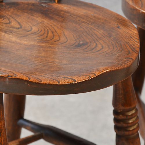 fig 3. Antique Pair Quality Victorian Elm Kitchen Dining Windsor Worksop Chairs c1850