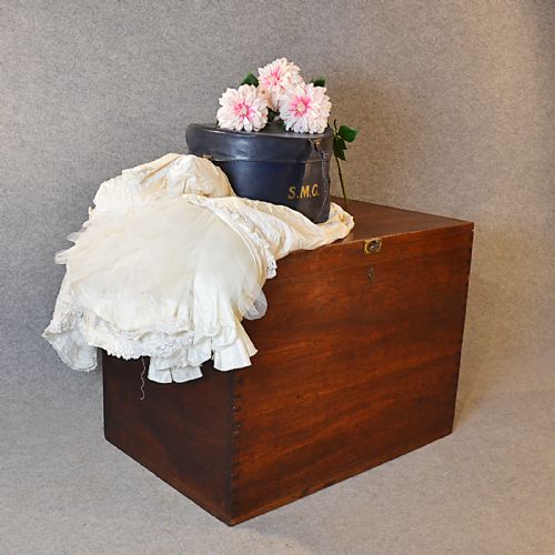 Antique Oak Blanket Chest Trunk Edwardian Vintage Large Strong Box C1910