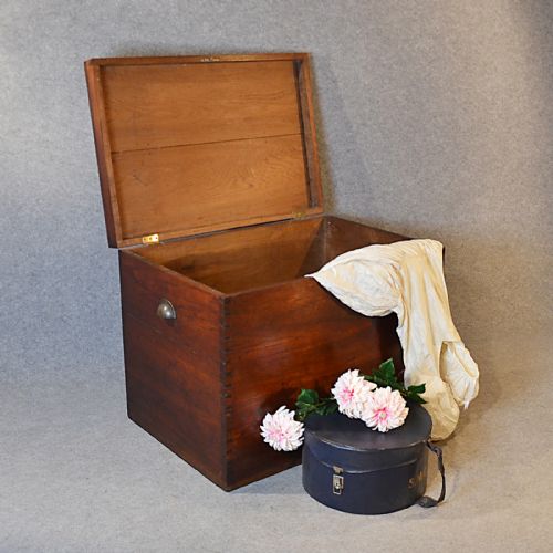 fig 2. Antique Oak Blanket Chest Trunk Edwardian Vintage Large Strong Box c1910