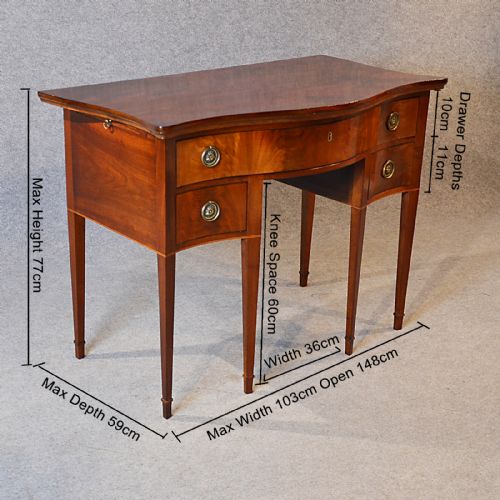 fig 1. Antique Desk Victorian Mahogany English Writing Table Lowboy With Slides c1870