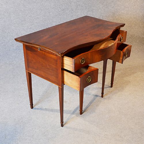 fig 3. Antique Desk Victorian Mahogany English Writing Table Lowboy With Slides c1870