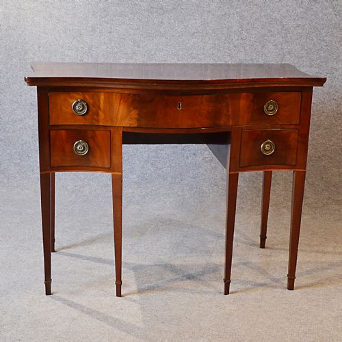 fig 4. Antique Desk Victorian Mahogany English Writing Table Lowboy With Slides c1870