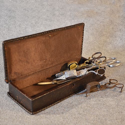 Antique Writing Pen or Candle Desk Box Quality Leather Bound Italian C1880