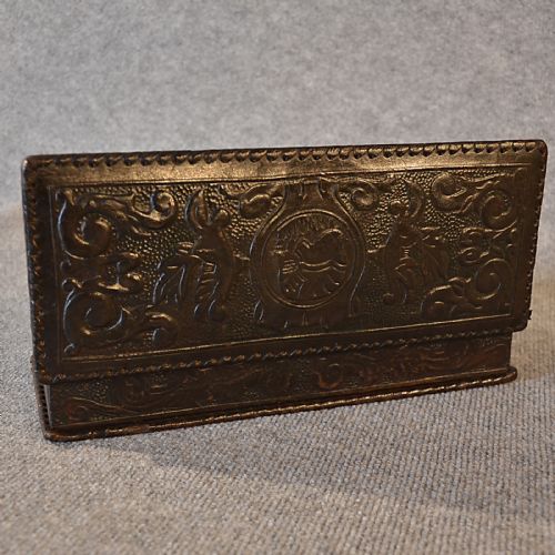 fig 2. Antique Writing Pen or Candle Desk Box Quality Leather Bound Italian c1880