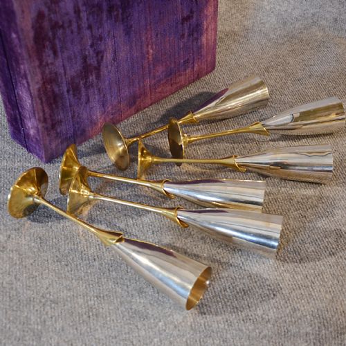fig 2. Art Deco Champagne Flutes Set Vintage Wine Glasses c1930