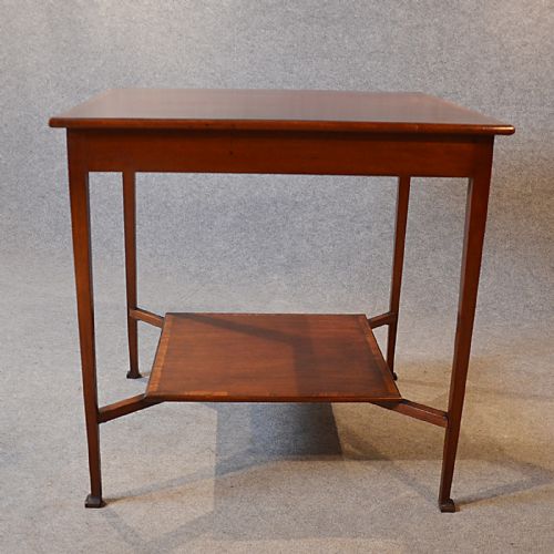 fig 3. Antique Table Two Tier English Edwardian Mahogany Occasional Side Lamp c1910