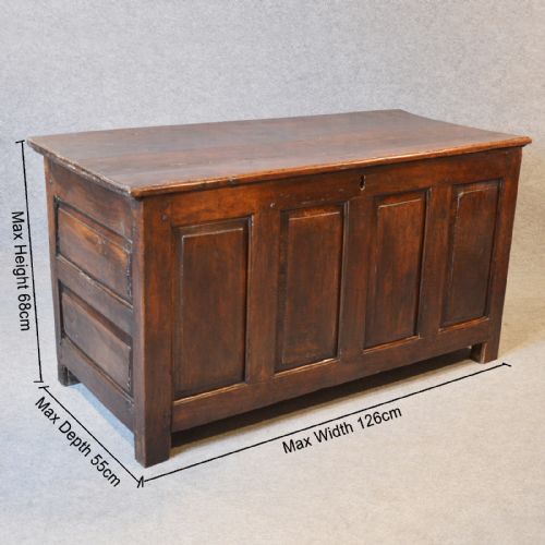 fig 1. Antique Oak Coffer Chest Box Trunk English Georgian c1750