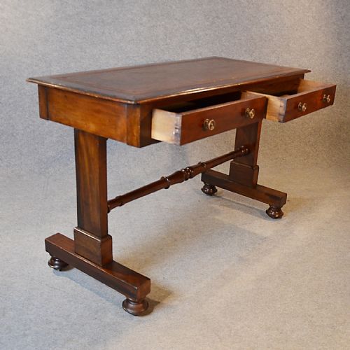 fig 2. Antique Desk Victorian Leather Top English Writing Library Table c1890