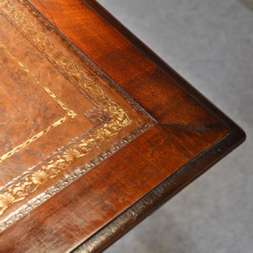 fig 3. Antique Desk Victorian Leather Top English Writing Library Table c1890