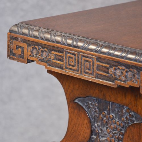 fig 2. Antique Occasional Side Table Book Magazine Rack Victorian English Oak c1890