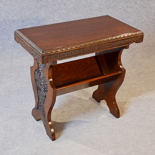 fig 3. Antique Occasional Side Table Book Magazine Rack Victorian English Oak c1890